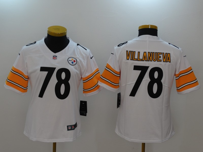Women Pittsburgh Steelers 78 Villanueva White Nike Vapor Untouchable Limited NFL Jerseys